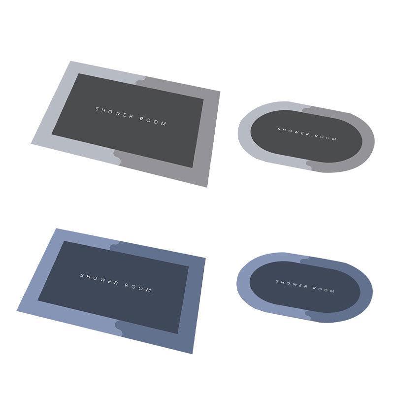 Bath Mats & Rugs: 50x80CM Super Absorbent Floor Mat Soft Quick-Drying Non-Slip Diatom Mud Bath - Grey-Retangle