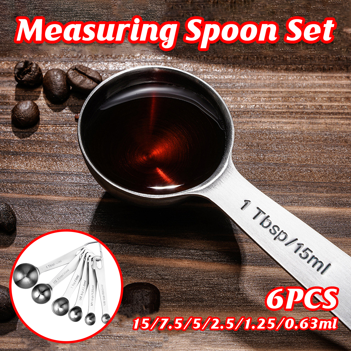 Kitchen Utensils: 6PCS Measuring Cups Spoons 304 Stainless Steel Baking Tools With Scale Set