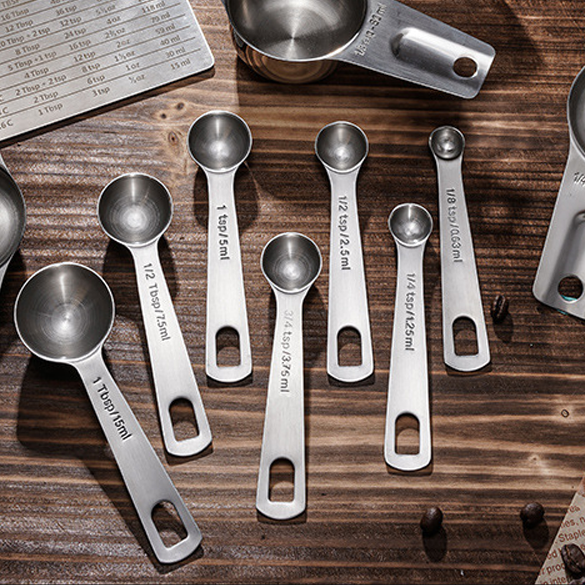 Kitchen Utensils: 6PCS Measuring Cups Spoons 304 Stainless Steel Baking Tools With Scale Set