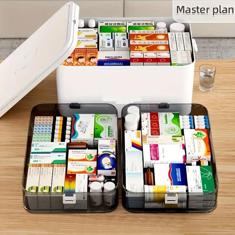 Wellness Accessories: 4 Layer Medicine Box Portable Medical Storage Family First Aid Emergency Box