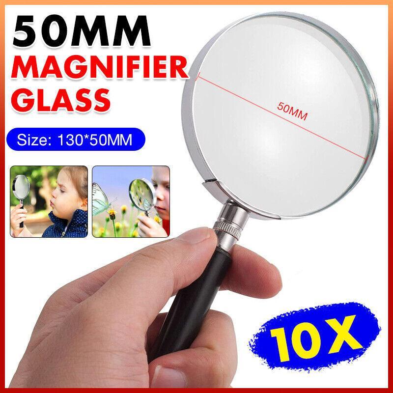 Measuring Tools & Sensors: Magnifying Glass 10X Handheld Metal Frame 50mm Loupe
