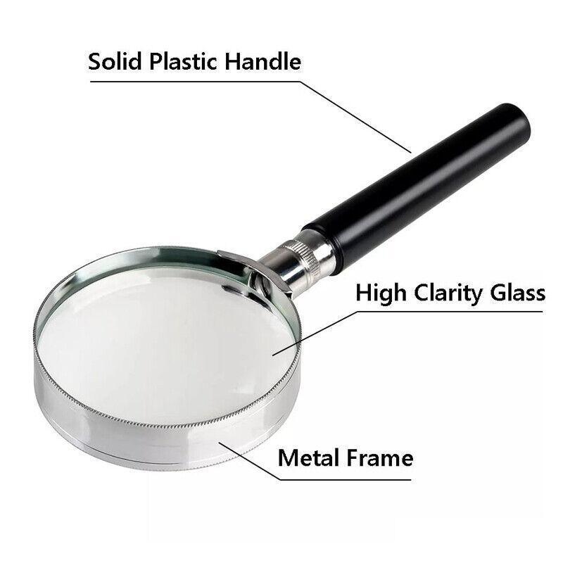 Measuring Tools & Sensors: Magnifying Glass 10X Handheld Metal Frame 50mm Loupe