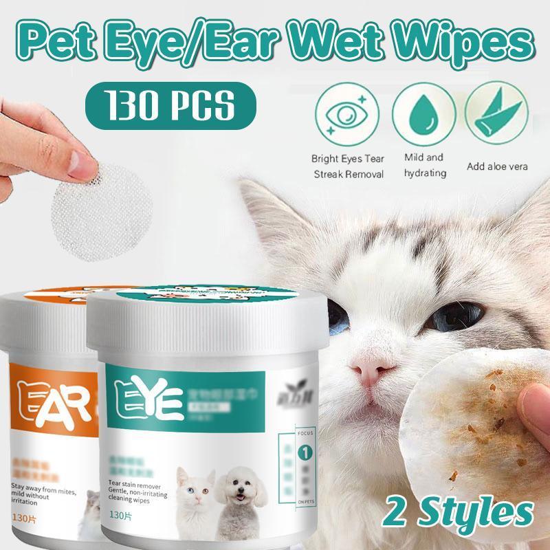 Pet Grooming Supplies: 130pcs Wipes Wet Pet Eye/Ear Dog Cat Tear Stain Remover Cleaning Paper Wipes - Ear Wipes