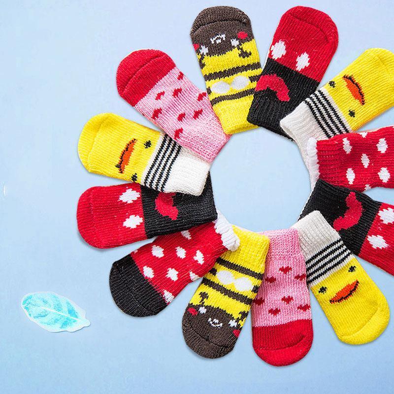 Dog Apparel: Dog Socks Non-Slip Grip Slip Anti-Slip - Puppy Cat Pet Shoes Slippers M Size - Grey stripes