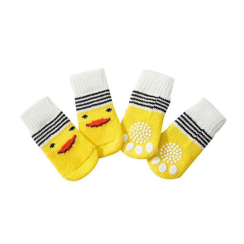 Dog Apparel: Dog Socks Non-Slip Grip Slip Anti-Slip - Puppy Cat Pet Shoes Slippers M Size - Grey stripes