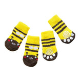 Dog Apparel: Dog Socks Non-Slip Grip Slip Anti-Slip - Puppy Cat Pet Shoes Slippers M Size - Grey stripes