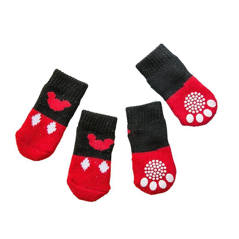 Dog Apparel: Dog Socks Non-Slip Grip Slip Anti-Slip - Puppy Cat Pet Shoes Slippers M Size - Grey tiger