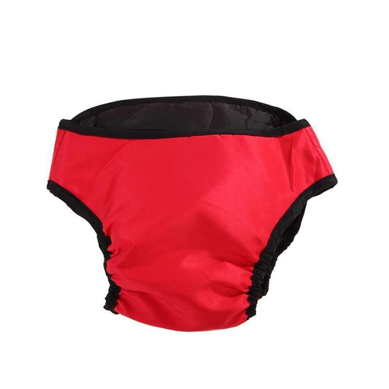 Dog Apparel: Washable Female Pet Dog Cat Nappy Diaper Physiological Pants Panties Underwear Red - S