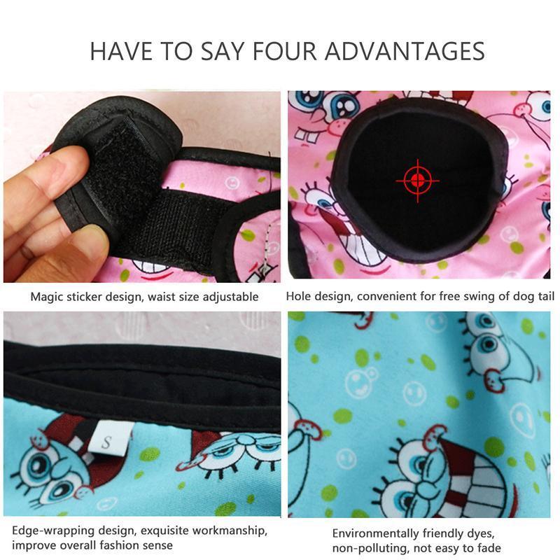 Dog Apparel: Washable Female Pet Dog Cat Nappy Diaper Physiological Pants Panties Underwear Red - S