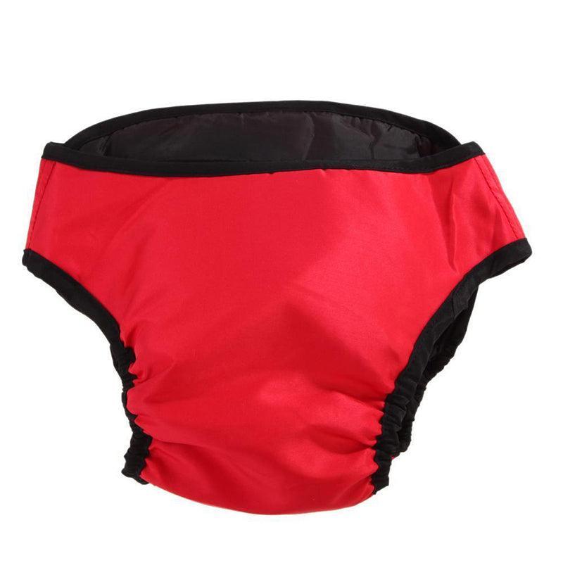 Dog Apparel: Washable Female Pet Dog Cat Nappy Diaper Physiological Pants Panties Underwear Red - S