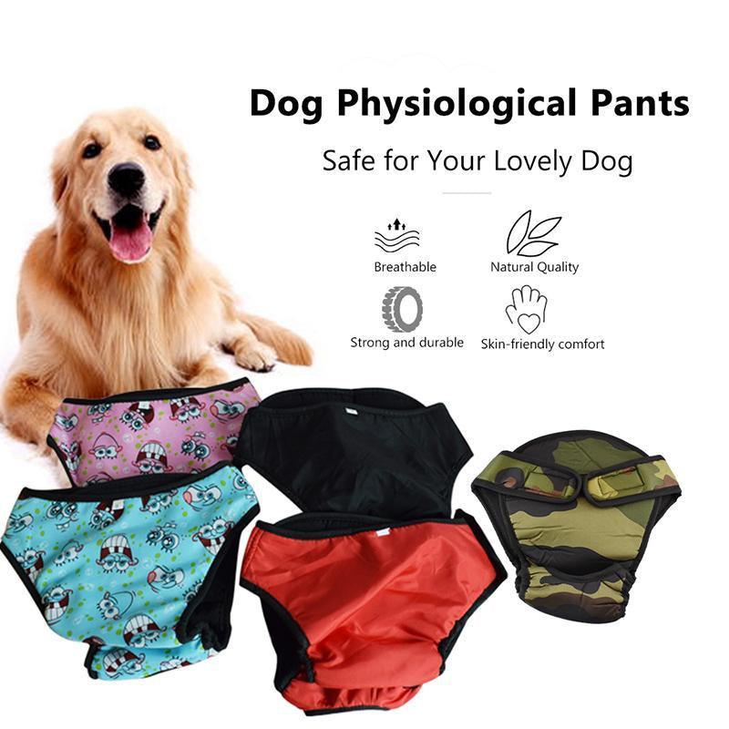 Dog Apparel: Washable Female Pet Dog Cat Nappy Diaper Physiological Pants Panties Underwear Red - L