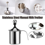 Coffee Machines & Accessories: 400ml Stainless Steel Manual Milk Frother Double Mesh Strainer Frothing Pitcher
