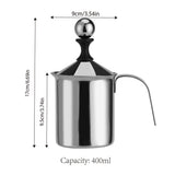 Coffee Machines & Accessories: 400ml Stainless Steel Manual Milk Frother Double Mesh Strainer Frothing Pitcher
