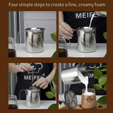 Coffee Machines & Accessories: 400ml Stainless Steel Manual Milk Frother Double Mesh Strainer Frothing Pitcher