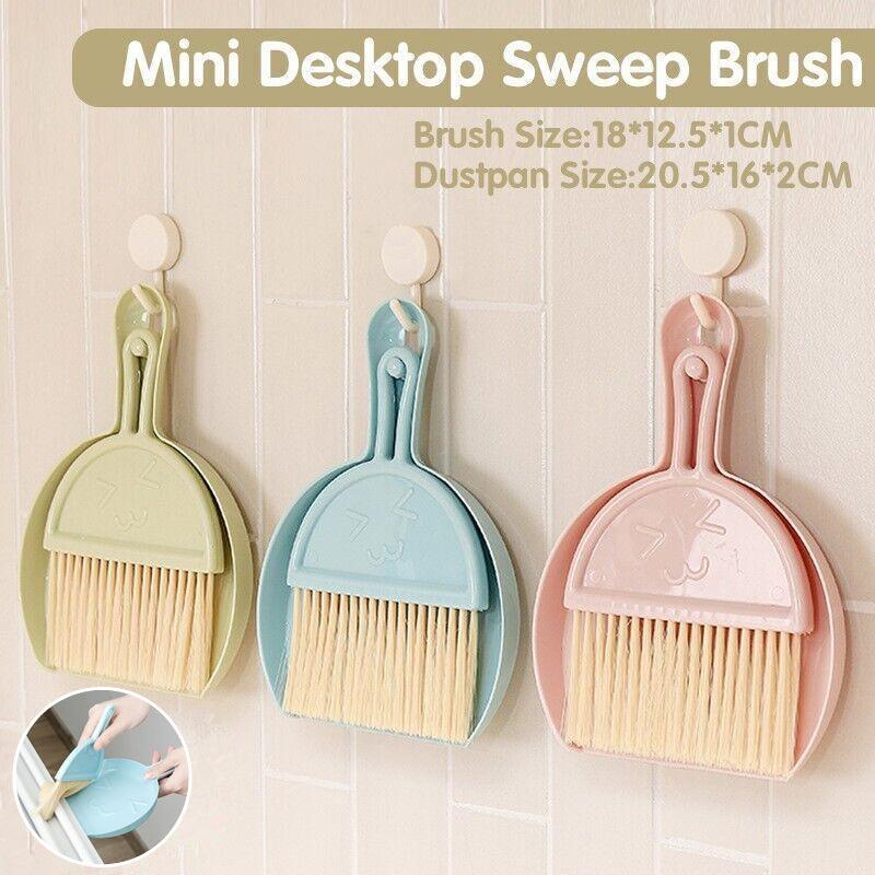 Outdoor Lights: Mini Desktop Sweep Cleaning Brush Keyboard Brush Small Broom Dustpan Set - Pink