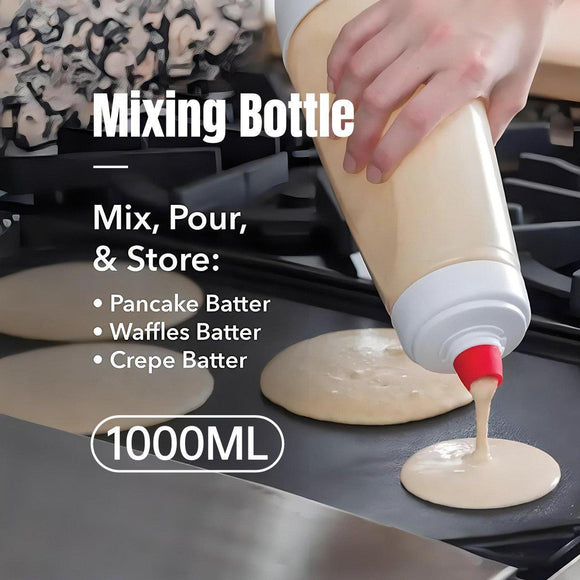 1000ml Hand Crank Batter Dispenser Mixing Jug with Scale for Muffins Pancakes