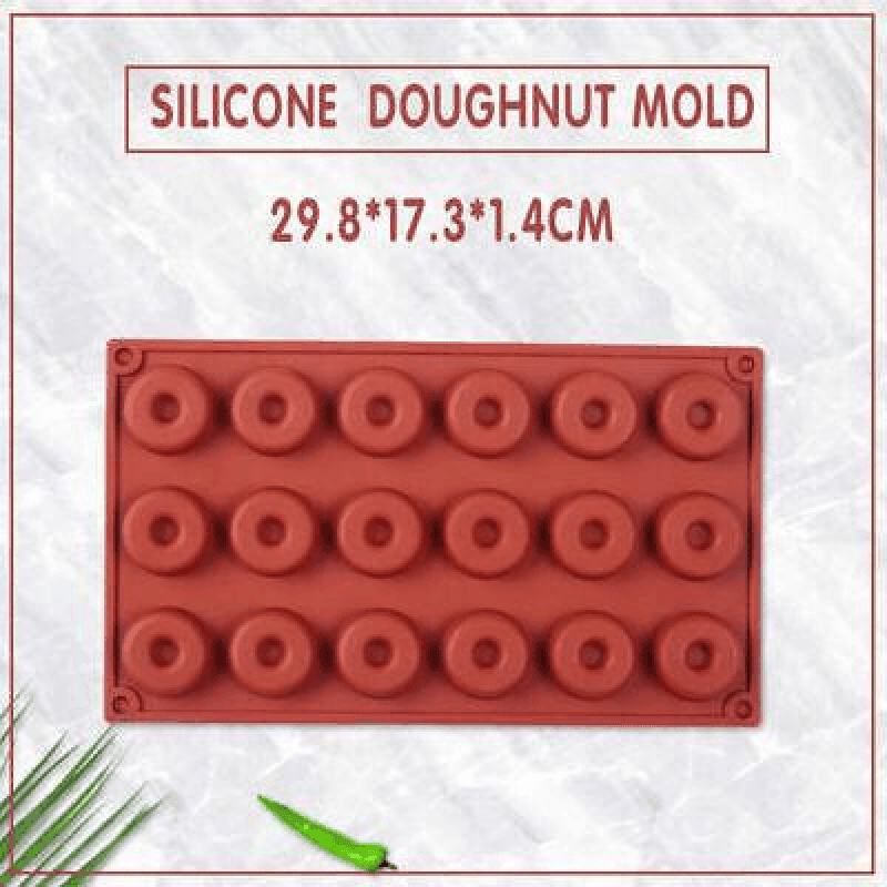 Bakeware & Accessories: 18 Cavity Mini Donut Doughnut Chocolate Pan Tray Silicone Mold Baking Cake Mould