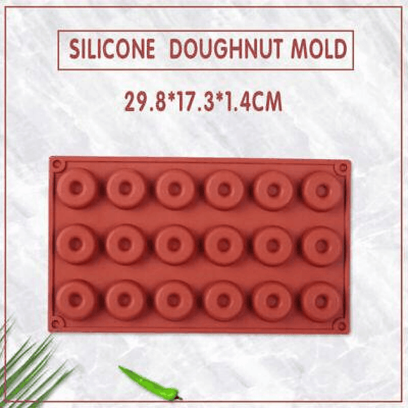 18 Cavity Mini Donut Doughnut Chocolate Pan Tray Silicone Mold Baking Cake Mould