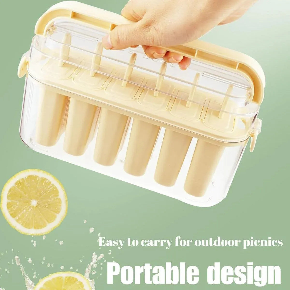 Beige 6-Cavity Ice Pop Mould with Carry Case - 1 Piece