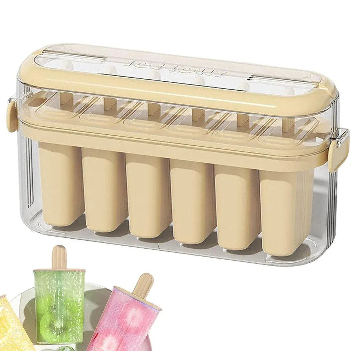 Beige 6-Cavity Ice Pop Mould with Carry Case - 1 Piece