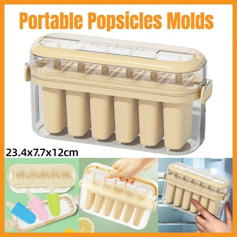 Beige 6-Cavity Ice Pop Mould with Carry Case - 1 Piece