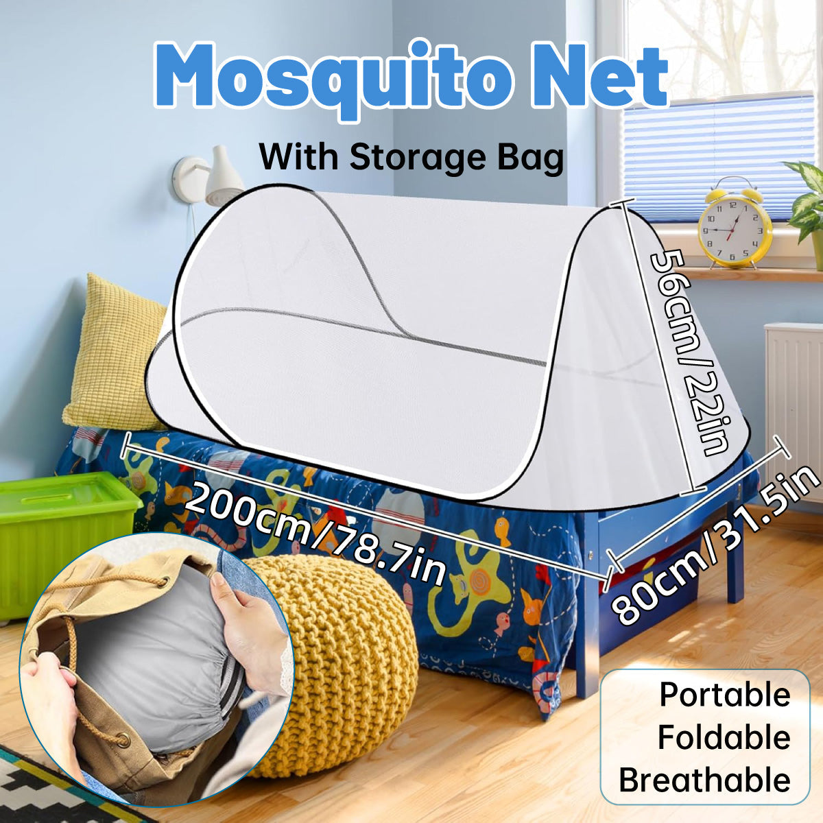 Protective Equipment: Portable Foldable Mosquito Net Pop-Up Travel Tent for Indoor Outdoor Use