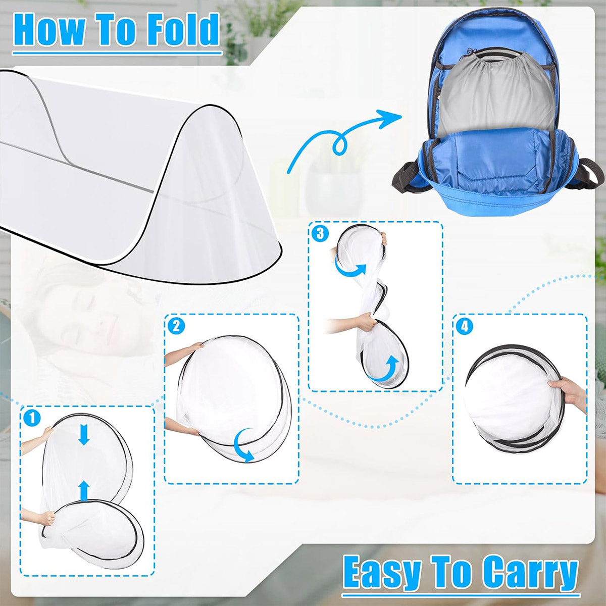 Protective Equipment: Portable Foldable Mosquito Net Pop-Up Travel Tent for Indoor Outdoor Use