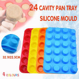 24 Cavity Pan Tray Silicone Mini Cupcake Cookie Baking Mold Au - Yellow