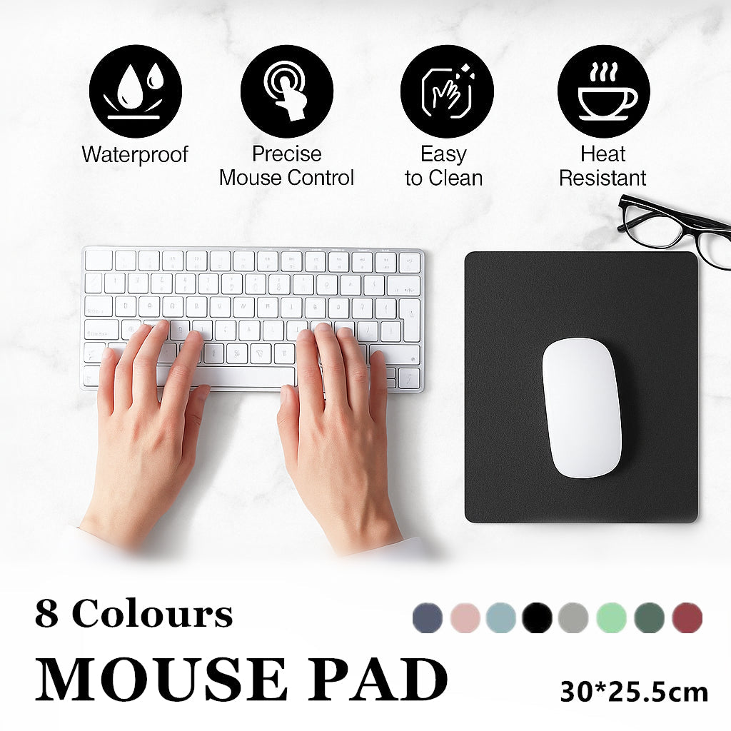 Mouse & Accessories: Leather Mouse Pad 30x25.5cm Waterproof Gaming Desk Mat Anti Slip Rubber Mousepad - Light Blue