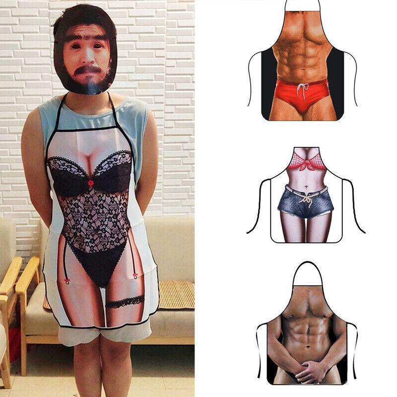 Aprons: Funny Adult Men Women Novelty Aprons Party Game Cooking Kitchen BBQ Baking - Muscle Pants
