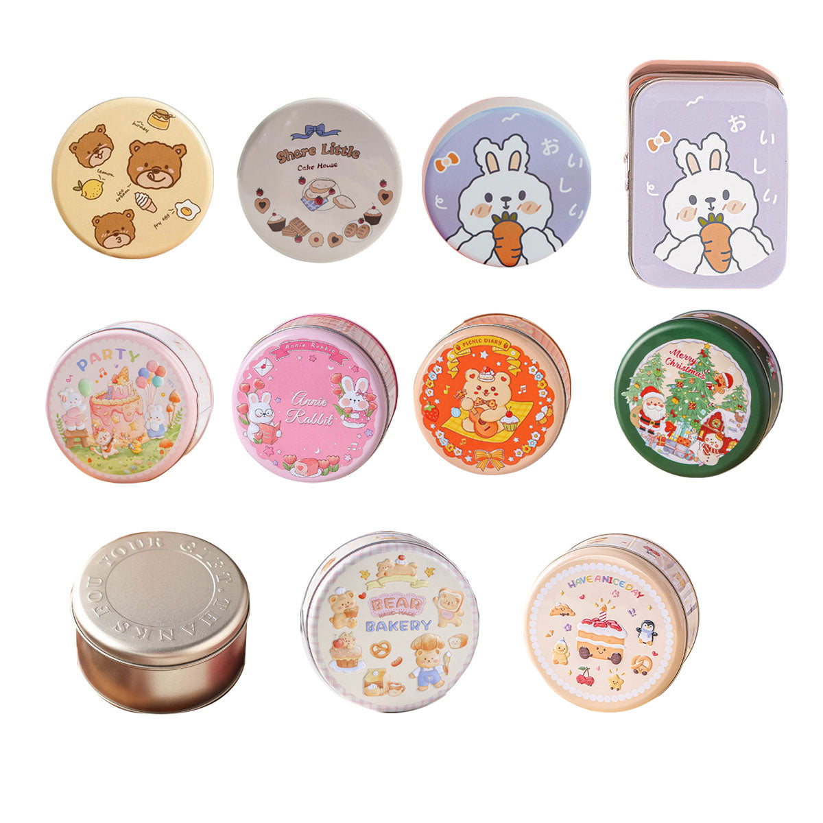 10PCS Cookie Tin Box Metal Biscuit Gift Box Candy Packaging Dragon Year Baking - Bread Bear (bump)
