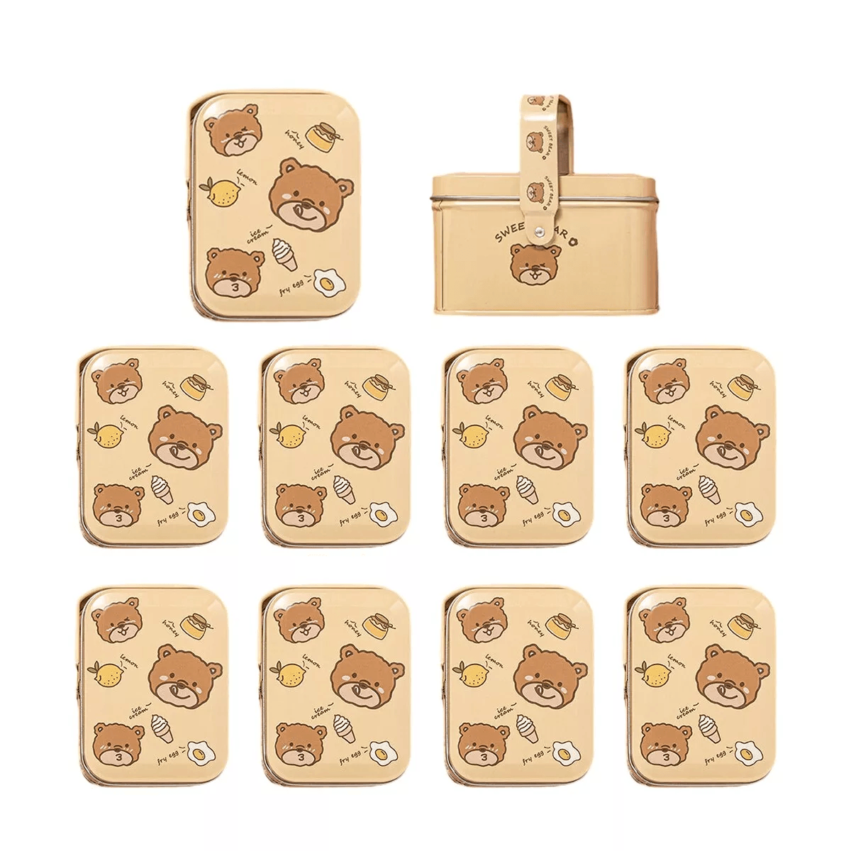 Packaging Tape: 10PCS Cookie Tin Box Metal Biscuit Gift Box Candy Packaging Dragon Year Baking - Carrot Rabbit