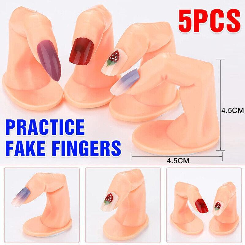Nail Care: 5PCS Model Fake Display Hand Nail Art Practice Finger For Training Manicure