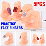 Nail Care: 5PCS Model Fake Display Hand Nail Art Practice Finger For Training Manicure