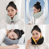 Novelty Gifts: Memory Foam U Shaped Neck Pillow Travel Portable Office Nap Support Pillow - Grey