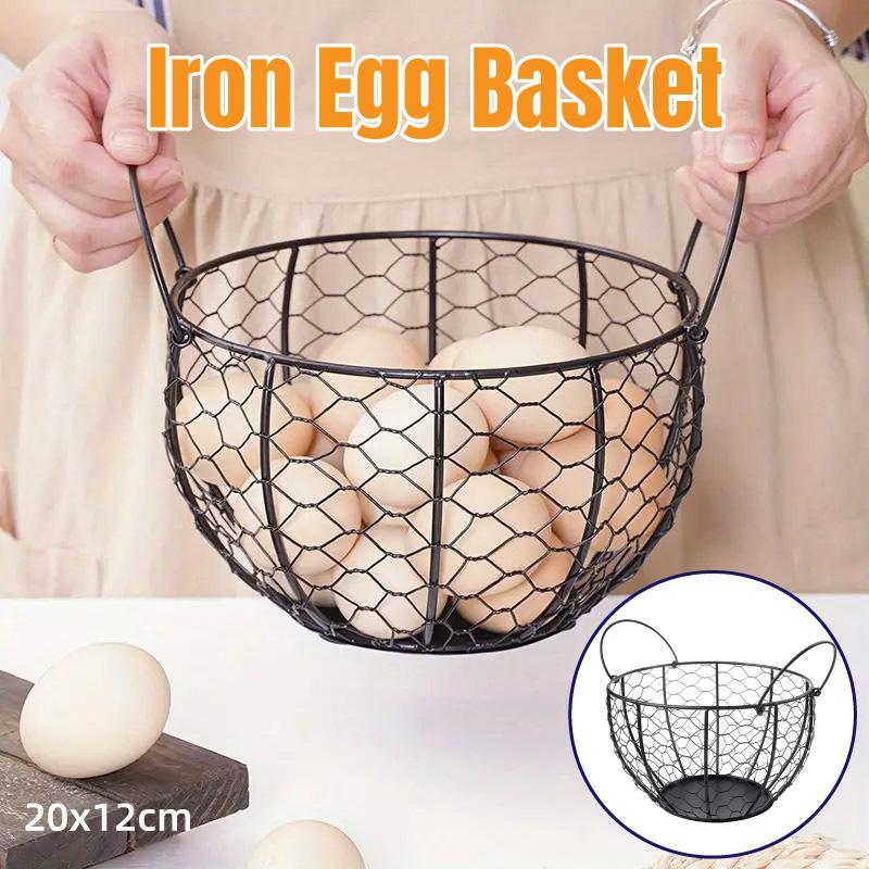 Food Storage: Egg Basket Fruit Storage Basket Blue Iron Basket Home Sundries Organiser Holder