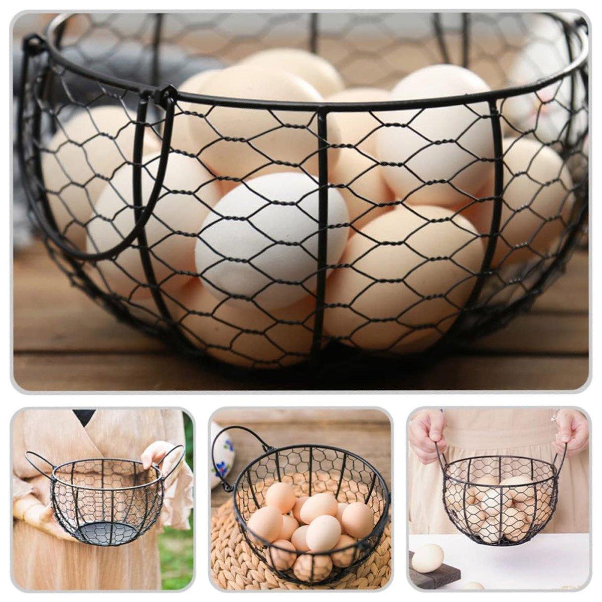 Food Storage: Egg Basket Fruit Storage Basket Blue Iron Basket Home Sundries Organiser Holder