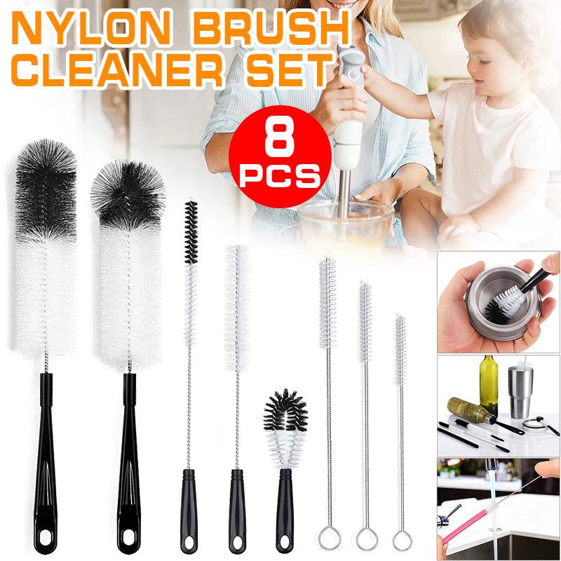 Kitchen Utensils: 8 Pcs Nylon Straw Brush Set Cleaner Bottle Glass Tube Pipe Small Long Cleaning