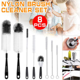 8 Pcs Nylon Straw Brush Set Cleaner Bottle Glass Tube Pipe Small Long Cleaning