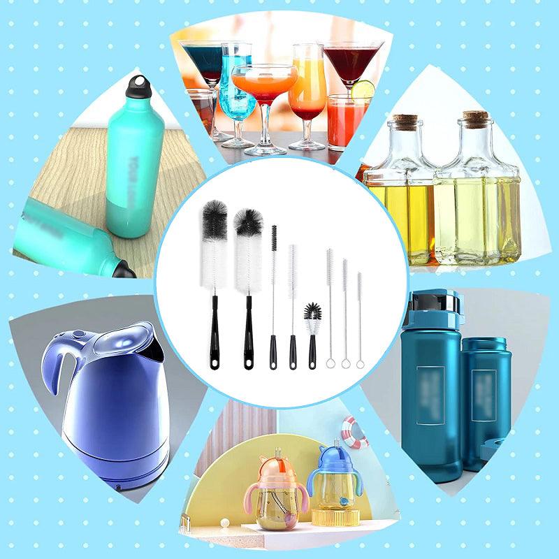 Kitchen Utensils: 8 Pcs Nylon Straw Brush Set Cleaner Bottle Glass Tube Pipe Small Long Cleaning