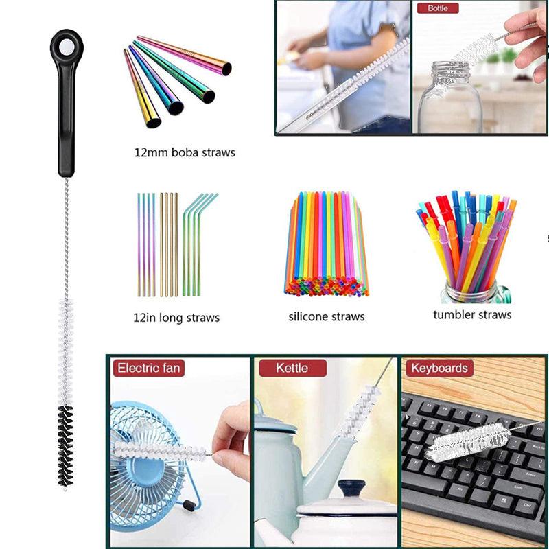 Kitchen Utensils: 8 Pcs Nylon Straw Brush Set Cleaner Bottle Glass Tube Pipe Small Long Cleaning