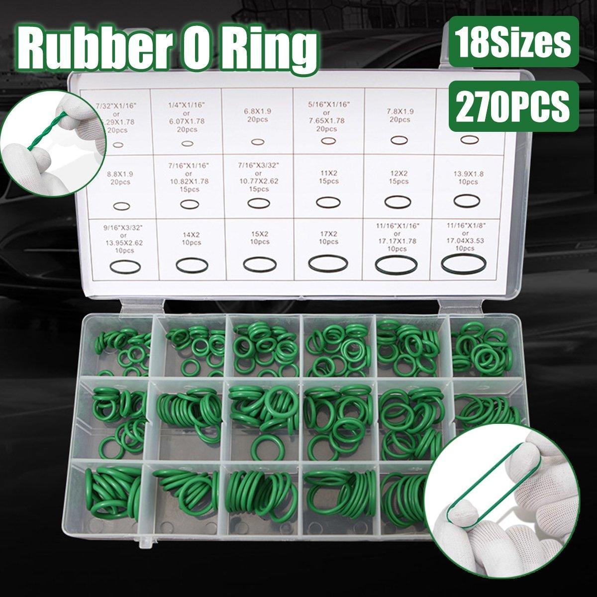 Automotive Repair & Speciality Tools: 270pcs Automotive Air Conditioning Green Rubber Ring Seal Repair Box Set Seals