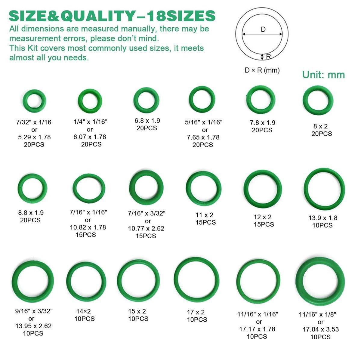 Automotive Repair & Speciality Tools: 270pcs Automotive Air Conditioning Green Rubber Ring Seal Repair Box Set Seals
