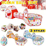 3 in 1 Play Tent Set with Tunnel and Ball Pit for Indoor and Outdoor Fun - 50 PCS Ocean Ball