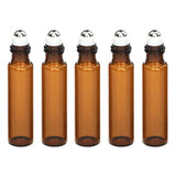 10Ml Roller Rollerball Perfume Essential Oil Roll On Ball Amber Glass Bottle - 10PCS