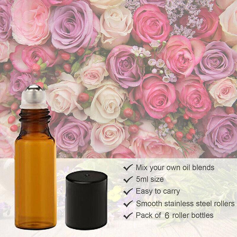 Cosmetic & Toiletry Bags: 10Ml Roller Rollerball Perfume Essential Oil Roll On Ball Amber Glass Bottle - 10PCS