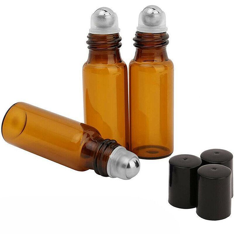 Cosmetic & Toiletry Bags: 10Ml Roller Rollerball Perfume Essential Oil Roll On Ball Amber Glass Bottle - 10PCS