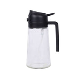 2-in-1 470ml Glass Oil Bottle Spray Pour Automatic Pressure Control Kitchen Tool - Black