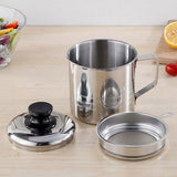 BBQ Tools: 1.8L Stainless Steel Oil Filter Pot with Strainer Lid Grease Separator for Kitchen