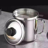 BBQ Tools: 1.8L Stainless Steel Oil Filter Pot with Strainer Lid Grease Separator for Kitchen